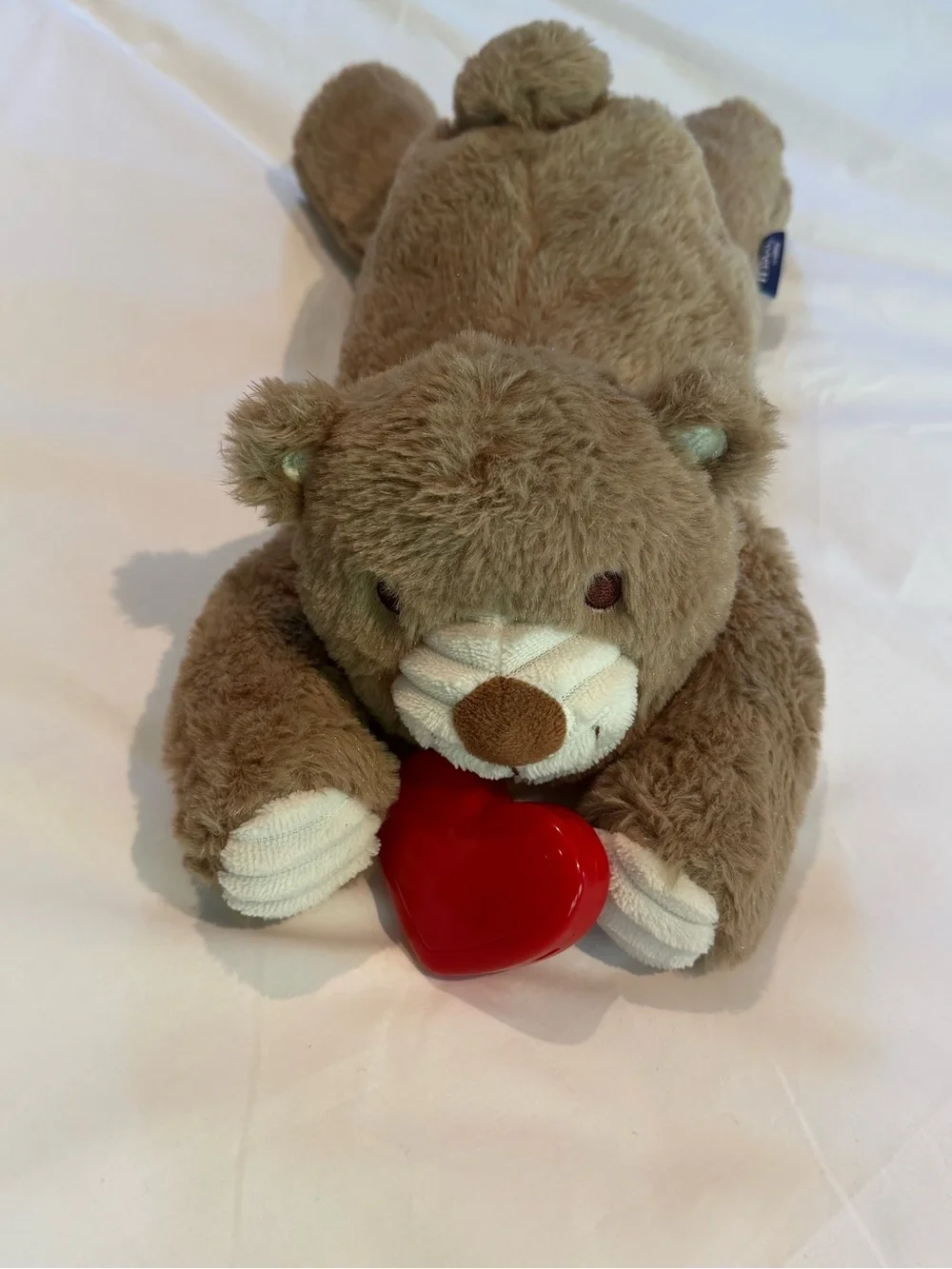 DOG Plush Brown Bear Holding Red Heart LIKE NEW!